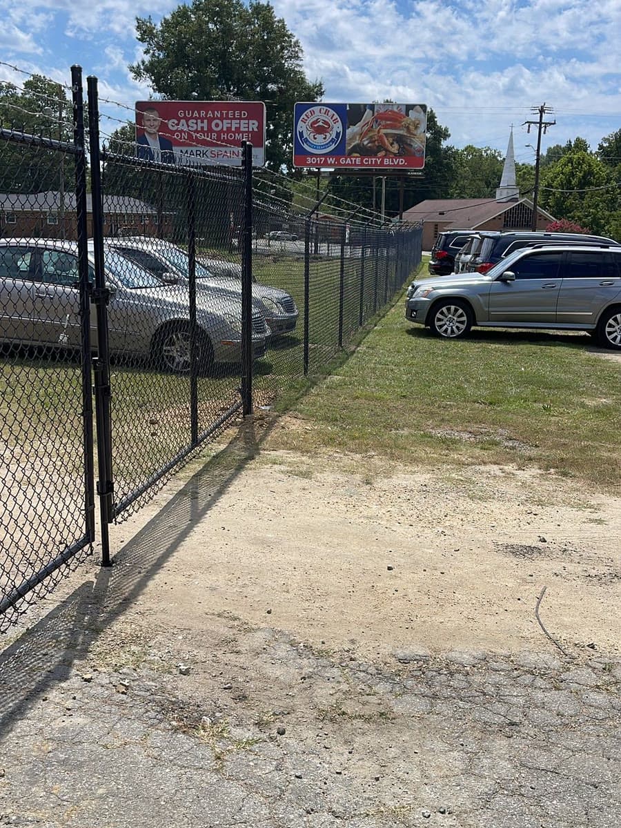 Commercial lot perimeter in North Carolina, after installation